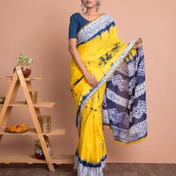 JAIPURI PRINT Leheriya Pure Cotton Ikat Saree-21