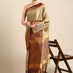 Mitera Ethnic Motifs Zari Silk Cotton Banarasi Saree-picture-23