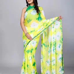 VL SAREES Bandhani Mirror Work Pure Chiffon Bandhani Saree-image-32
