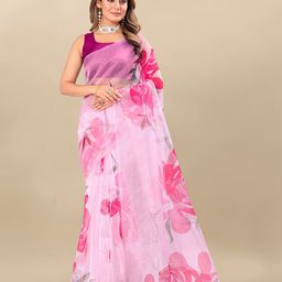 KIMISHA Floral Printed  Organza Saree-image-78