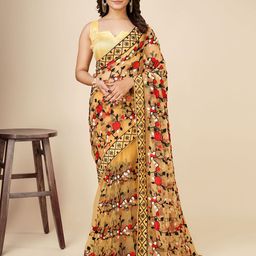 VAIRAGEE Floral Embroidered Organza Saree-image-18
