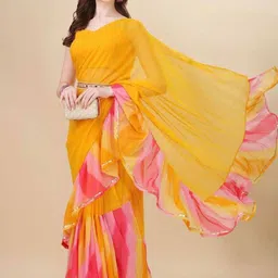 ODETTE Printed Ruffle Saree-picture-13