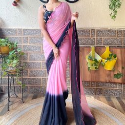 Mitera Ombre Embroidered Poly Georgette Saree-image-70