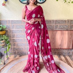 Mitera Maroon White Embellished Sequinned Poly Georgette Saree-picture-20
