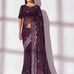 Mitera Embroidered Sequinned Pure Georgette Saree-picture-21