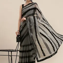 ALAGINI Embellished Embroidered Pure Georgette Saree-picture-39