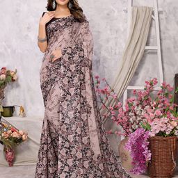 KALINI Floral Printed Poly Georgette Saree-picture-6