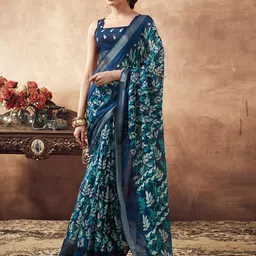 KALINI Floral Printed Bagh Saree-image-12