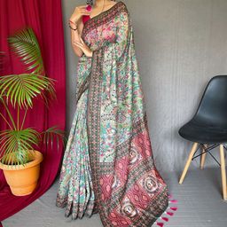 Munir Kalamkari Ikat Saree-48