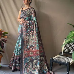 Munir Kalamkari Ikat Saree-image-16