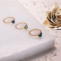 Accessorize London Women Set Of 3 Gem Stones Studded Finger Rings-58