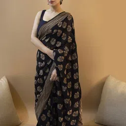 KALINI Ethnic Motifs Woven Design Silk Cotton Banarasi Saree image 1