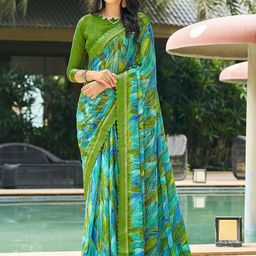 Anouk Blue Abstract Printed Pure Chiffon Saree-image-98