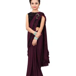 Dhyey Fashion Girls Sequined Ready To Wear Saree-picture-38