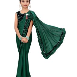 Dhyey Fashion Girls Sequinned Ready to Wear Saree-image-51