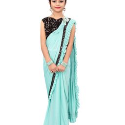 Dhyey Fashion Girls Embellished Sequinned Detailed Lycra Saree-picture-55