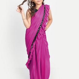 LOOKS AND LIKES Girls Embellished Boarder Sequinned Ruffles Saree-image-54