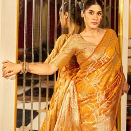KALINI Ethnic Motifs Woven Design Zari Organza Banarasi Saree-picture-22
