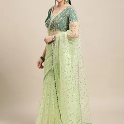 Warthy Ent Embellished Sequinned Net Saree image 2