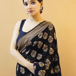 KALINI Ethnic Motifs Woven Design Silk Cotton Banarasi Saree image 2