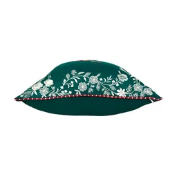 TARA- Sparkling Homes Green & Red Set of 2 Embroidered Square Cushion Covers image 4