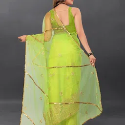 BARKIYA CREATION Embellished Sequinned Net Saree image 4