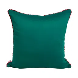 TARA- Sparkling Homes Green & Red Set of 2 Embroidered Square Cushion Covers image 5