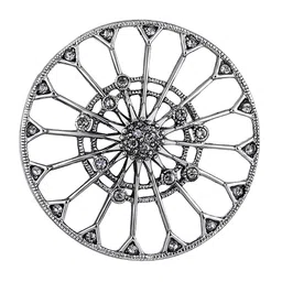Mahi Women Round-Shaped Textured Stones Studded Oxidized Lapel Pin-image-10
