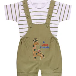 Wish Karo Infant Boys Striped Cotton Dungaree With T-Shirt-image-86