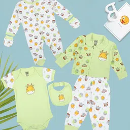 MeeMee Infants Pack Of 7 Pure Cotton Baby Apparel Gift Set-image-28