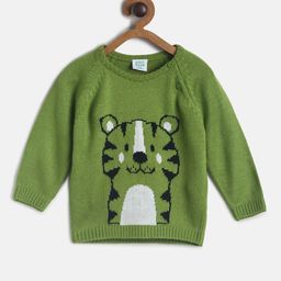 MINI KLUB Boys Green & Black Humour and Comic Printed Pullover-42