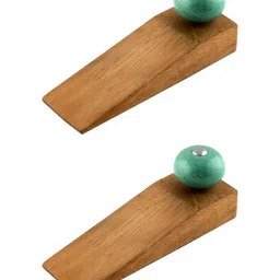 Indianshelf Brown & Green 2 Pieces Wooden Door Stopper-10