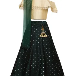 ADIVA Girls Green & Gold-Toned Ready to Wear Lehenga & Blouse With Dupatta-image-99