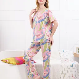Quira Pink Printed Regular T-Shirt and Pyjama-picture-45