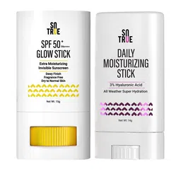 SOTRUE Daily Moisturizer For Face 14g & SPF 50+ Glow Stick Sunscreen 15g Combo-47