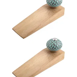 Indianshelf Brown & Green 2 Pieces Wooden Door Stoppers-11
