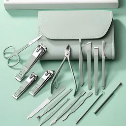 Awestuffs Set Of 16 Professional Nail Clippers Manicure & Pedicure Kit - Green-52