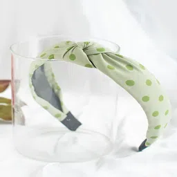 Jewelz Women Green Polka Dots Knot Hairband-image-22