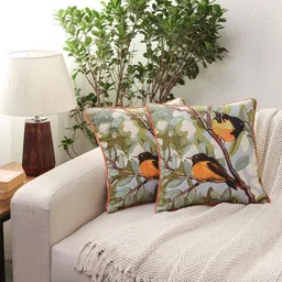 House This Green & Blue Set of 2 Ethnic Motifs Square Cushion Covers-2