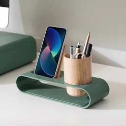 DailyObjects Green & Beige Cirque Phone & Pen Stand-34