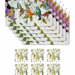 OBSESSIONS Green & White 12 Pieces Printed Rectangular Table Placemats with Coasters-17