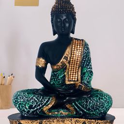 JAIPUR ACE Green & Gold Toned Buddha Idol Showpiece-image-4
