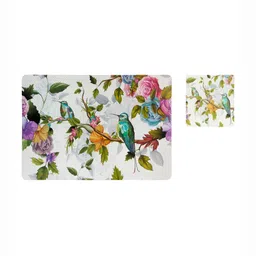 OBSESSIONS Green & White 12 Pieces Printed Rectangular Table Placemats with Coasters image 2