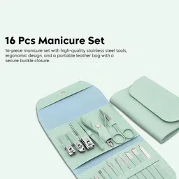 Awestuffs Set Of 16 Professional Nail Clippers Manicure & Pedicure Kit - Green image 3