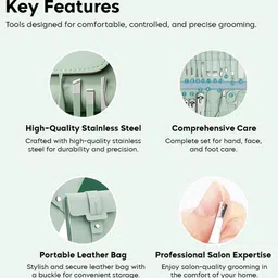 Awestuffs Set Of 16 Professional Nail Clippers Manicure & Pedicure Kit - Green image 5