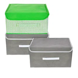 Kuber Industries Green & Grey 3 Pieces Self-Design Multi-Utility Organisers image 4