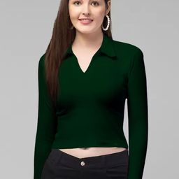 Dream Beauty Fashion Shirt Collar Fitted Crop Top-picture-28