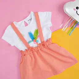 Pantaloons Baby Infant Girls Cotton Dungaree Dress With Printed T-Shirt-image-31