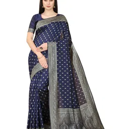 TAVAS Paisley Woven Design Zari Pure Georgette Banarasi Saree-30