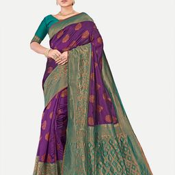 TAVAS Ethnic Woven Design Zari Pure Georgette Banarasi Saree-image-48